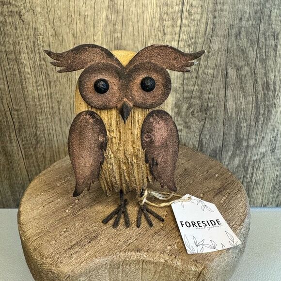 Rustic Wood Metal Owl Home Decor NEW FAST SHIP - Picture 1 of 7